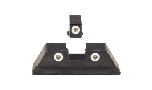 Trijicon Bright & Tough™ Night Sight Set with White Outline/Green Tritium Front and White Outline/Orange Tritrium Rear — for GLOCK® Models 17, 17L, 19, 22, 23, 24, 25, 26, 27, 28, 31, 32, 33, 34, 35, 37, 38 39, and 45
