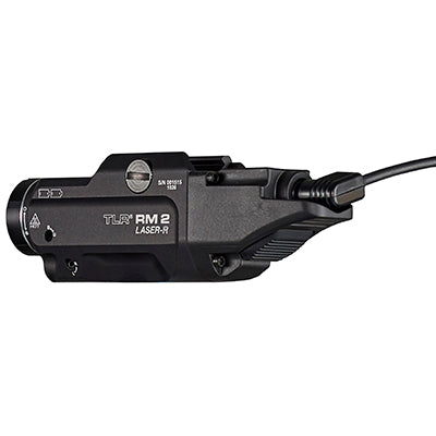 TLR RM 2 Laser - Incl. tail cap switch, remote switch, mounting clips, key kit 
and 2x CR123A -Black
